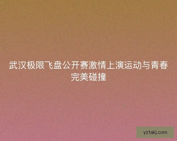 武汉极限飞盘公开赛激情上演运动与青春完美碰撞
